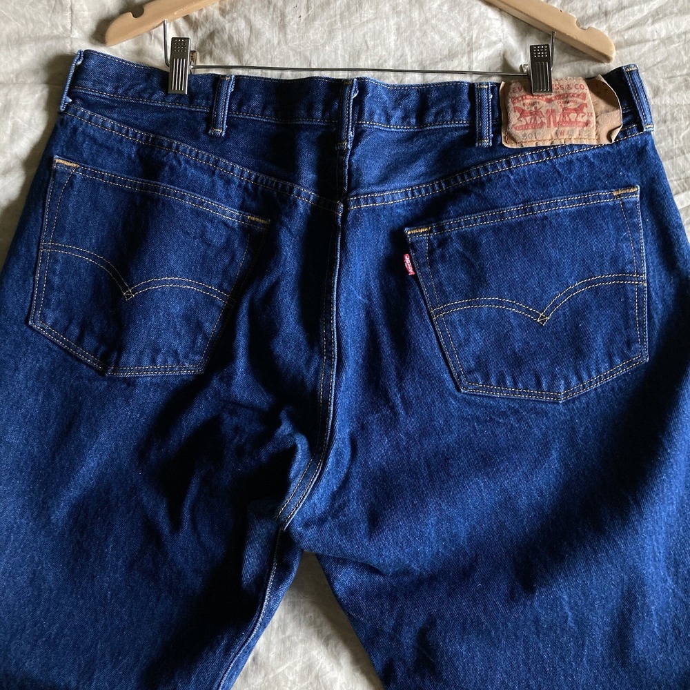 Levis 501 Original Mens Red Tab StraightFit ButtonFly Dark Wash Blue Jean 38x29 - Picture 9 of 16
